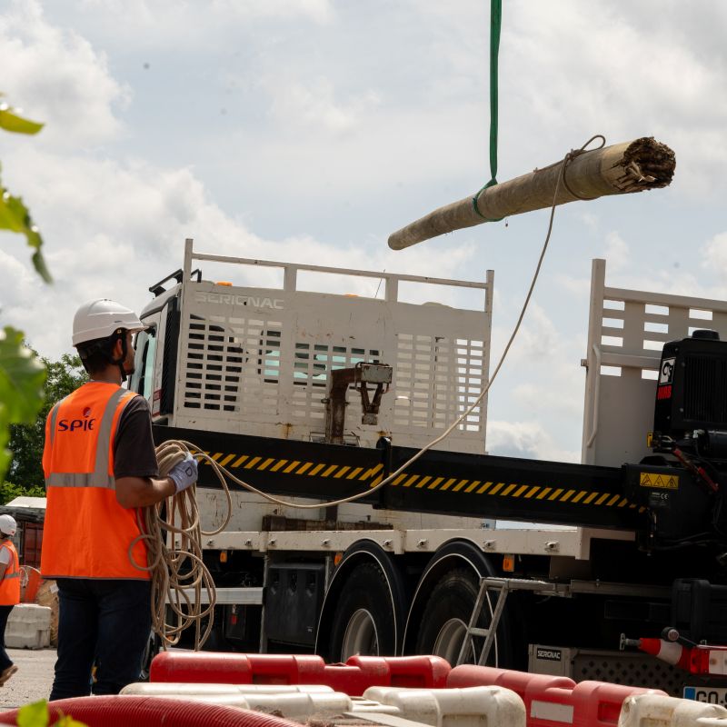 Action prévention chantier : engin de levage de charges.